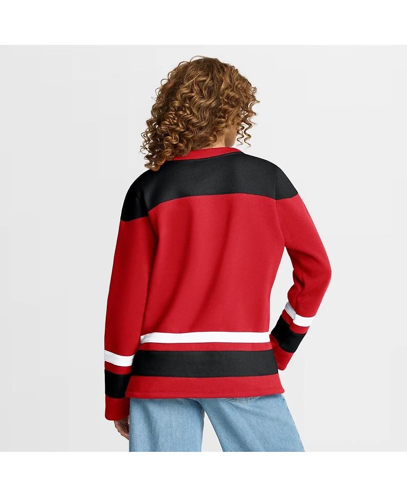 Fanatics Women's Athletic Red Chicago Blackhawks Icing Long Sleeve Lace Up Sweatshirt