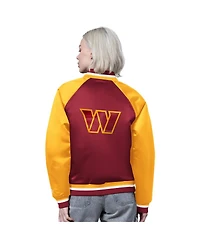 Starter Women's Burgundy/Gold Washington Commanders Satin Full-Snap Vintage Varsity Jacket