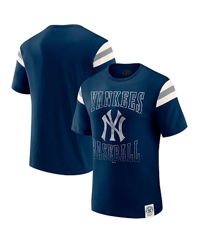 Darius Rucker Collection by Fanatics Men's Navy New York Yankees Distressed Sleeve Stripe T-Shirt