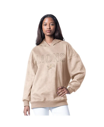 G-iii 4Her by Carl Banks Women's Cream Detroit Lions Best Hitter Oversized Tunic Pullover Hoodie