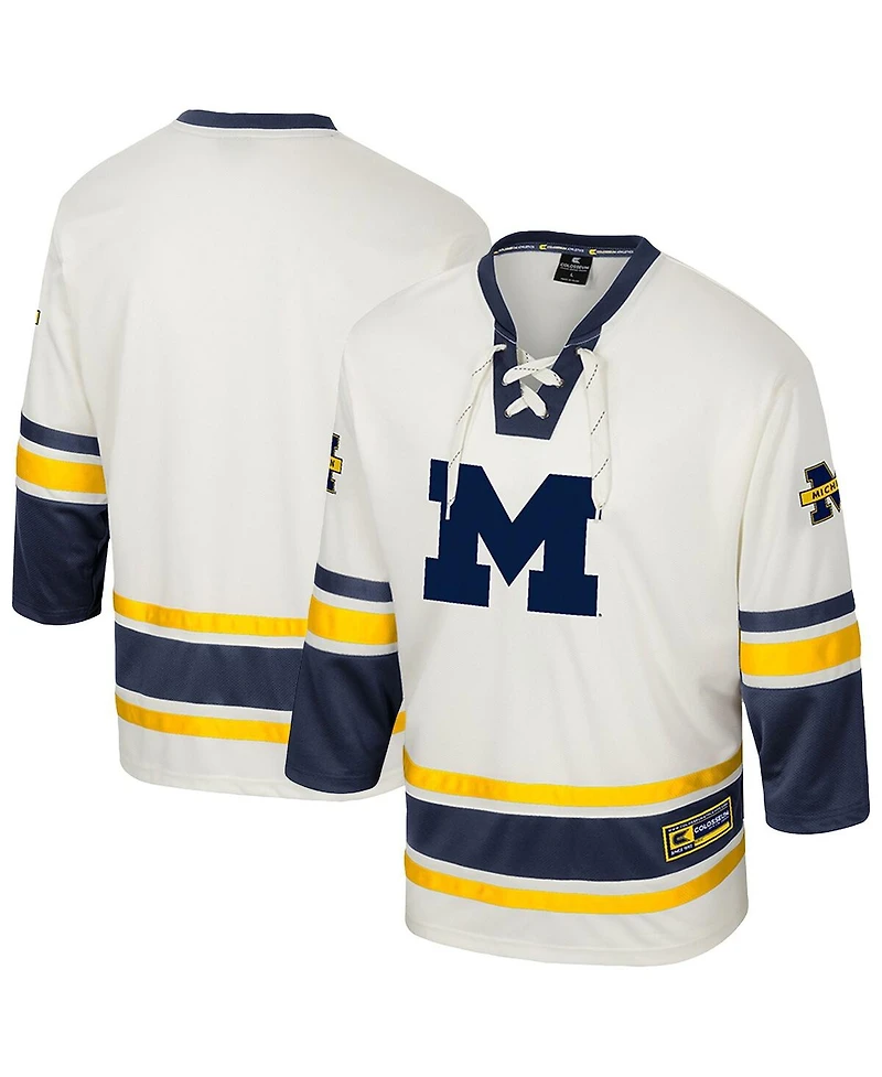 Colosseum Men's Cream Michigan Wolverines Puck Proud Fashion Hockey Jersey
