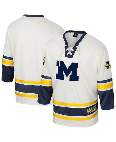 Colosseum Men's Cream Michigan Wolverines Puck Proud Fashion Hockey Jersey