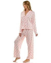 Sincerely Jules Women's Long Sleeve Top and Bottom 2-Piece Notch Collar Set