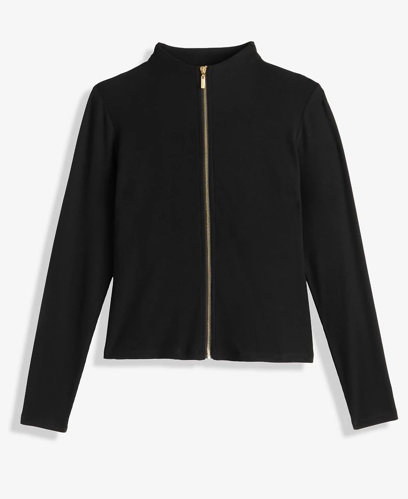 I.n.c. International Concepts Petite Mock-Neck Zip-Front Top, Macy's Exclusive