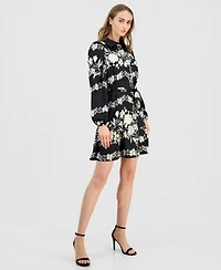 Anne Klein Women's Floral Tiered-Hem Shirtdress