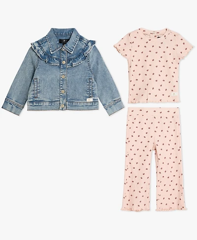 7 For All Mankind Baby Girls 3-Piece Jacket, T-Shirt and Pants Set