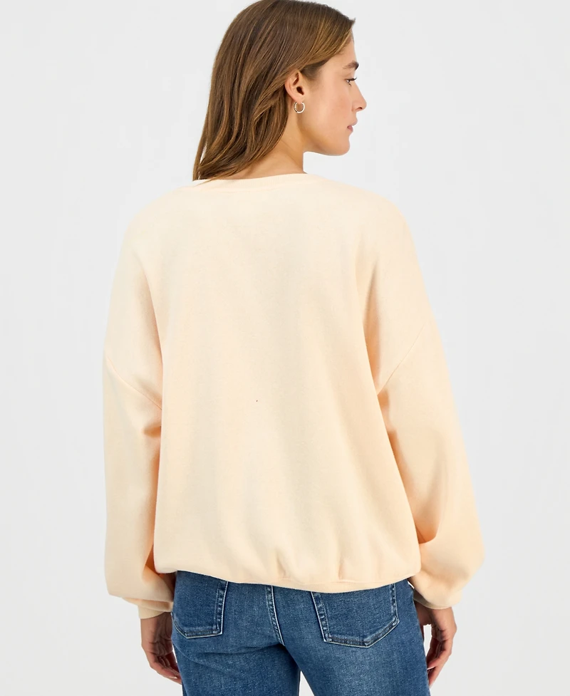 Just Polly Juniors' Long-Sleeve Beaded Crewneck Sweatshirt