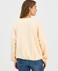 Just Polly Juniors' Long-Sleeve Beaded Crewneck Sweatshirt