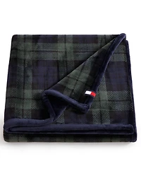Tommy Hilfiger Printed Plush Plaid Throw Blanket, 70" x 50"