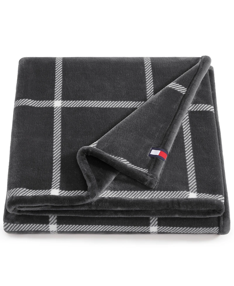 Tommy Hilfiger Printed Plush Plaid Throw Blanket, 70" x 50"