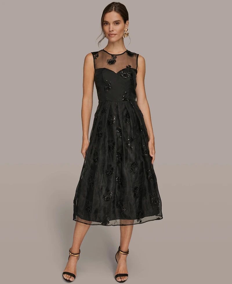 Donna Karan New York Women's Sleeveless Illusion Cocktail Dress