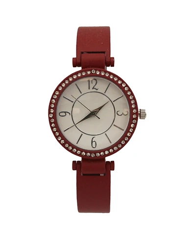 Solid Colors And Rhinestone Detail Bangle Watch