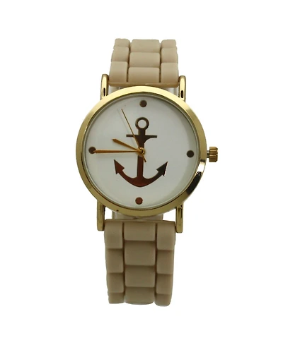 Cream Anchor Emblem Silicone Band Watch