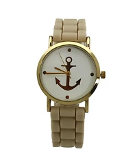 Cream Anchor Emblem Silicone Band Watch