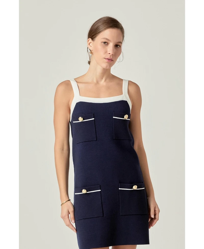 English Factory Women's Knit Mini Dress With Pockets
