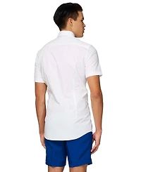 OppoSuits Men's Shirt Short Sleeve White Knight
