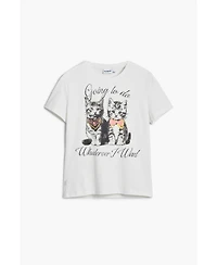 Desigual Women's T-shirt with cat rhinestones