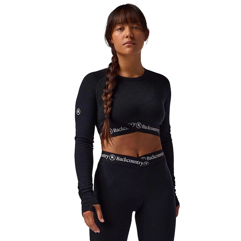 Backcountry Women's Cedars Rws Merino Lt-Wt Baselayer Cropped Crew Top Lightweight Long Underwear Tops