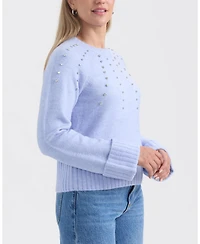 Ellen Tracy Women's Embellished Raglan Sleeve Sweater