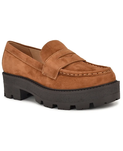 Nine West Women's Keram Chunky Lug Sole Penny Loafers
