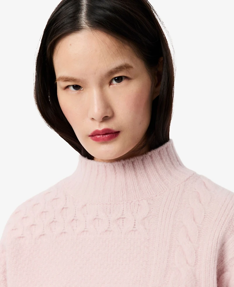 Lacoste Usa Women's Mock Neck Knit Sweater