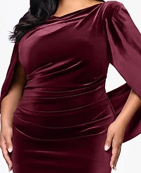B&A By Betsy and Adam Plus Boat Neck Long Drape Back Dress