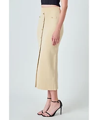 endless rose Women's Knit Pocketed A-line Midi Skirt