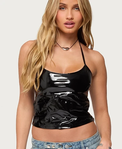 Edikted Women's Vikki Vinyl Halter Top