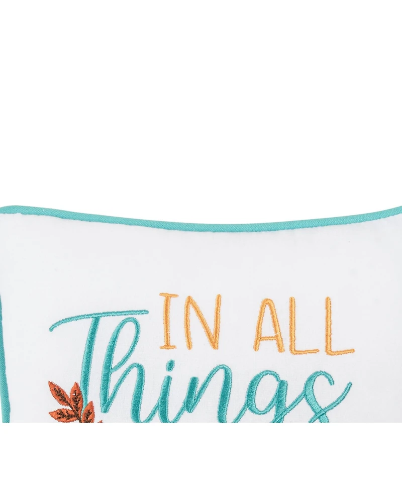 Thanksgiving "In All Give Thanks" Wheat Flowers Accent Small/Petite Accent Pillow, 10" x 10"