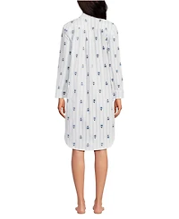Lands' End Women's Cotton Poplin Long Sleeve Sleepshirt Nightgown