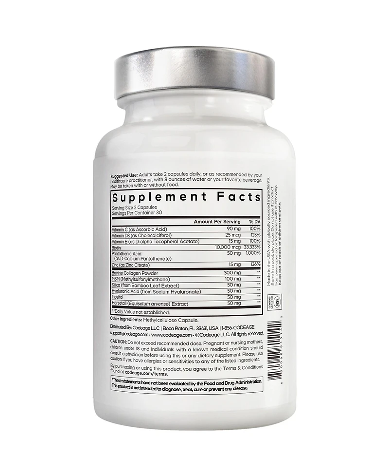 Amen Hair Vitamins - 10,000 mcg Biotin, Collagen Powder