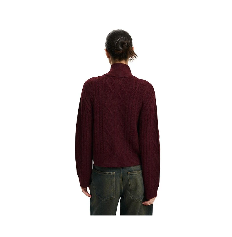 Cotton On Women's Cable Knit Bomber