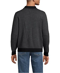 Lands' End Men's Long Sleeve Washable Merino Button Through Sweater Polo