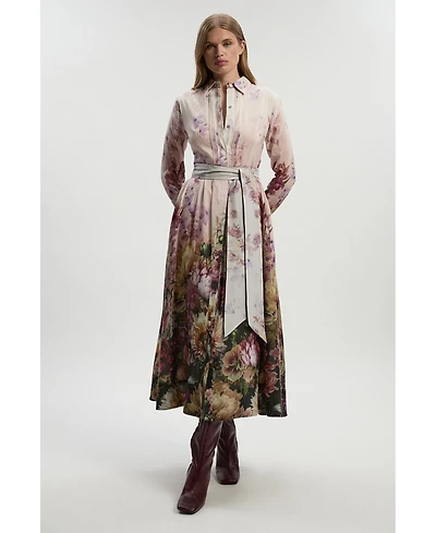 Karen Millen Women's Floral Long Sleeve Woven Maxi Dress