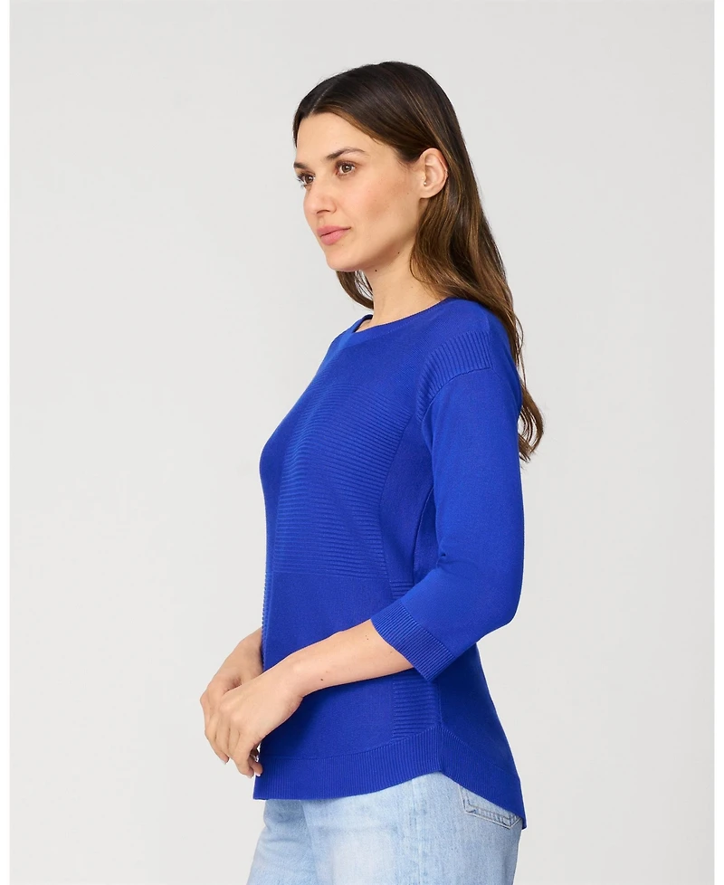 Cable & Gauge Block Rib Stitch Midweight Tunic Sweater