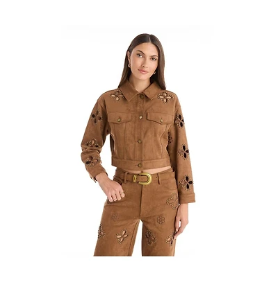 The Noli Shop Women's Kaia Suede Jacket - Cognac
