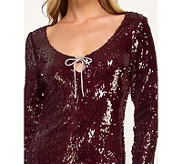 Crystal Doll Women's Long Sleeve Sequin Bodycon Dress