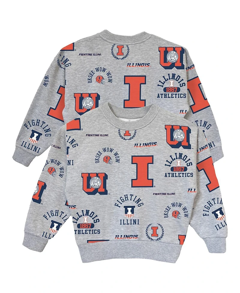 Gameday Couture Big Girls Gray Illinois Fighting Illini Always on Repeat Pullover Sweatshirt