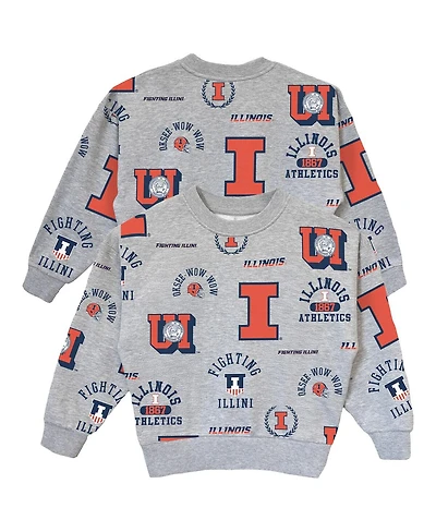 Gameday Couture Big Girls Gray Illinois Fighting Illini Always on Repeat Pullover Sweatshirt