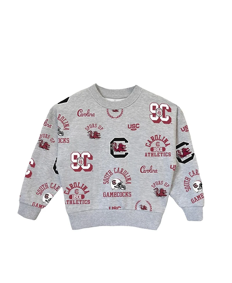 Gameday Couture Big Girls Gray South Carolina Gamecocks Always on Repeat Pullover Sweatshirt