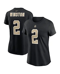 Nike Women's Jameis Winston Black New Orleans Saints Name Number T-Shirt