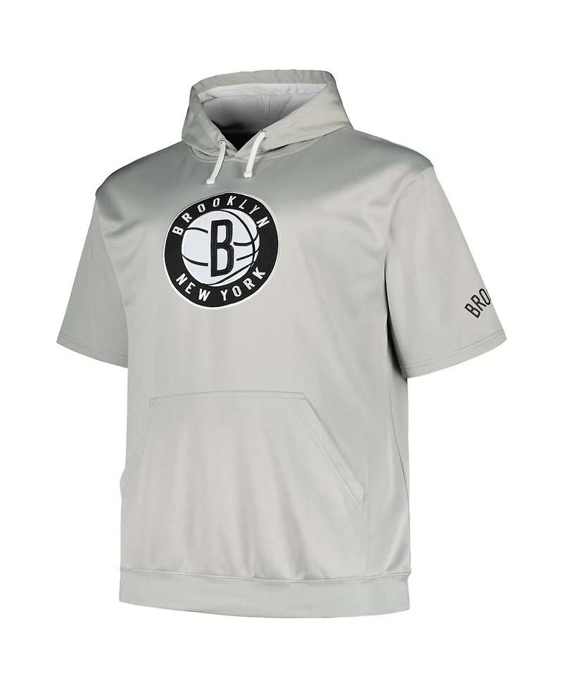 Fanatics Men's Silver Brooklyn Nets Big Tall Logo Pullover Hoodie