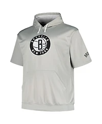 Fanatics Men's Silver Brooklyn Nets Big Tall Logo Pullover Hoodie