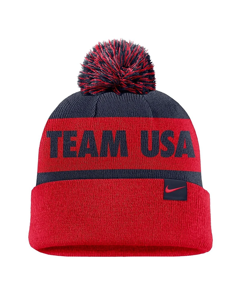 Nike Men's Red Peak Cuffed Pom with Knit Hat