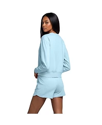 Concepts Sport Women's 2-Piece Light Blue North Carolina Tar Heels Elevation Tri-Blend Long Sleeve Top and Short Set