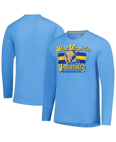 Image One Men's Light Blue West Virginia Mountaineers Throwback Helmet Long Sleeve T-Shirt