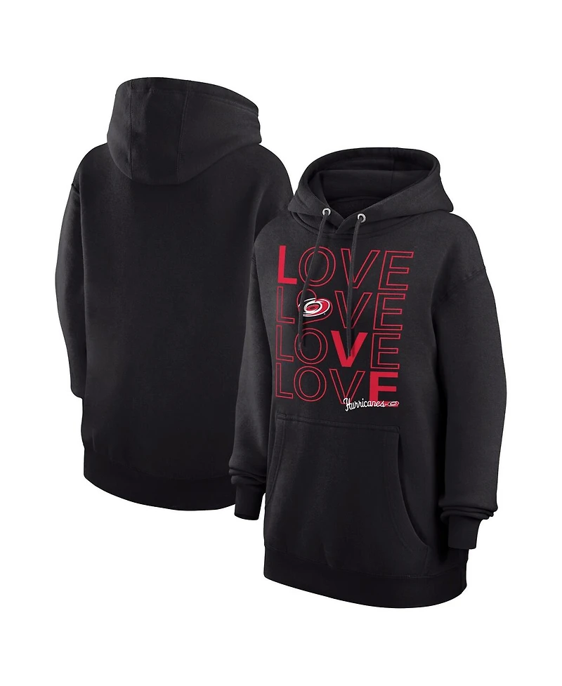 G-iii 4Her by Carl Banks Women's Black Carolina Hurricanes Hockey Love Fleece Pullover Hoodie