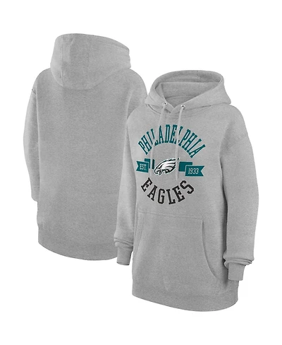 G-iii 4Her by Carl Banks Women's Heather Gray Philadelphia Eagles City Graphic Team Fleece Pullover Hoodie