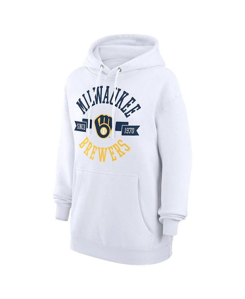 G-iii 4Her by Carl Banks Women's White Milwaukee Brewers City Graphic Pullover Hoodie