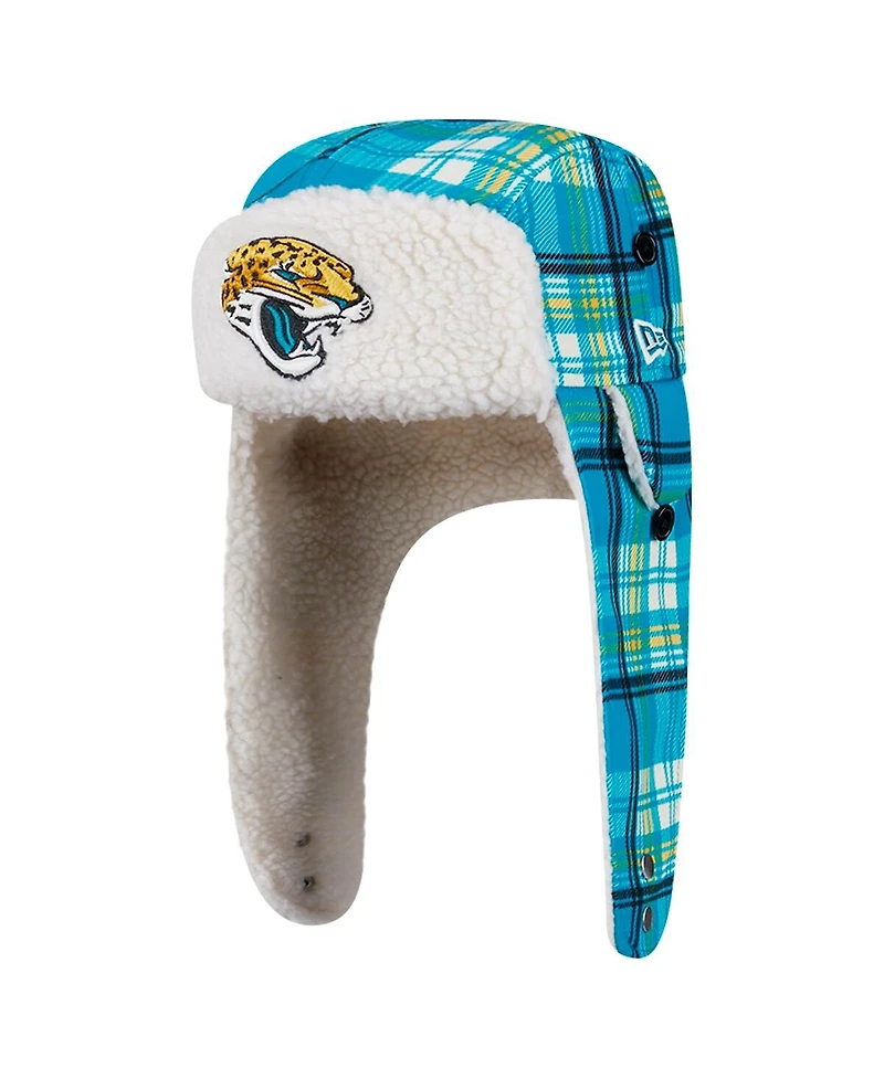 New Era Teal Jacksonville Jaguars Sideline Plaid Sherpa Trapper Hat